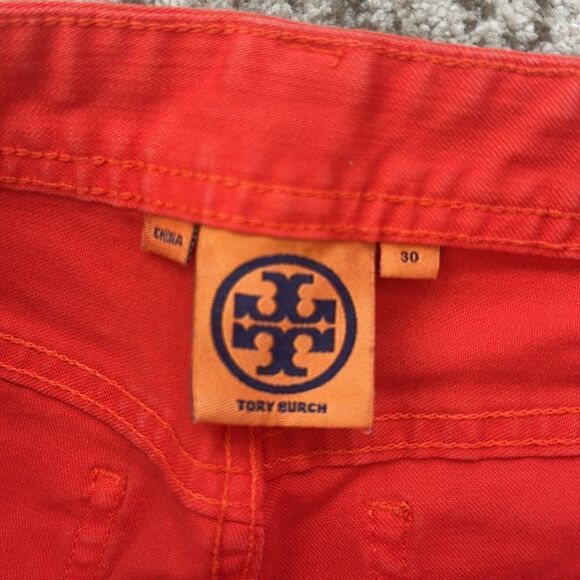 Tory Burch Red Cropped Jean 30 - Picture 3 of 8